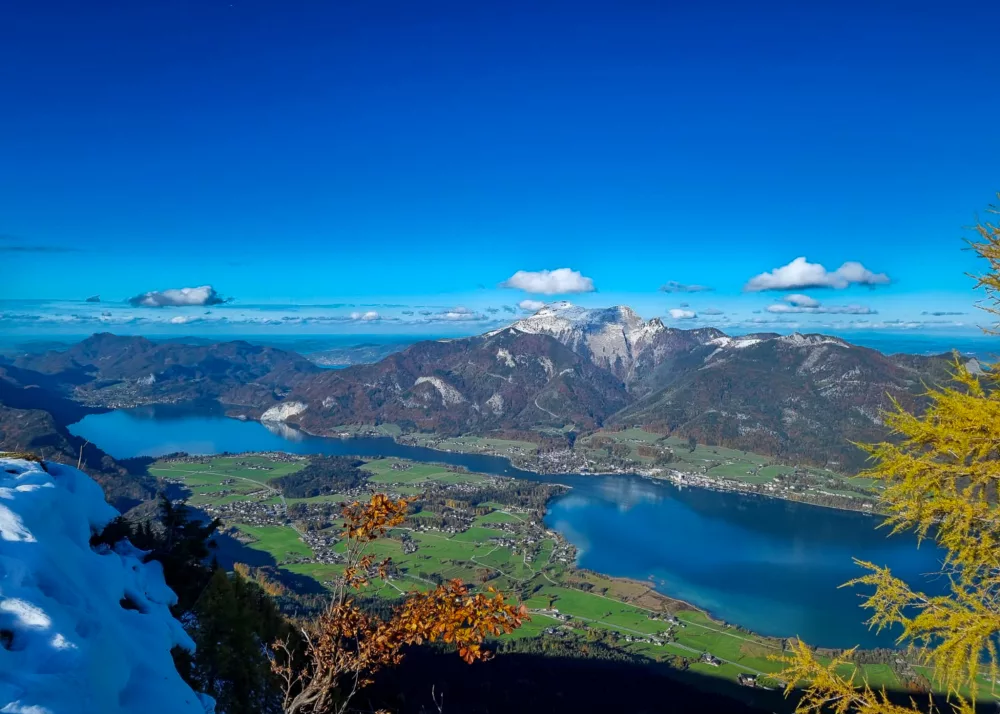 Panorama von der Bleckwand auf den Wolfgangsee, einer der schönsten Salzkammergut Seen